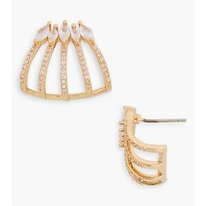 CZ Pavé Caged Huggie Earrings 14k Gold Plated